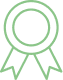 Médaille ou ruban de récompense vert clair symbolisant la qualité, l'excellence et la certification.