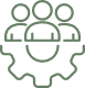 Fond uni vert olive foncé. Sur le côté droit, un motif blanc stylisé et partiel évoque une lettre ou un élément de logo.
