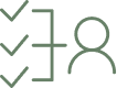 Grand bloc de couleur vert sauge avec un bord droit irrégulier et pixelisé sur fond blanc.